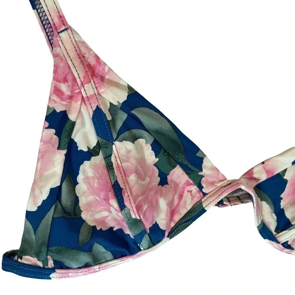 Frankies Bikinis Valentina Top Pink Peony NWT